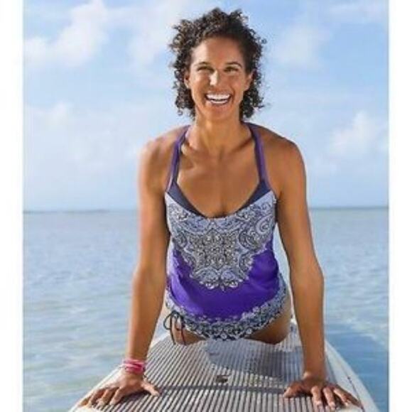 ATHLETA Swim Suite Tankini Top Paisley Purple XS - Picture 1 of 10